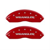 MGP 4 Caliper Covers Engraved Front & Rear WRANGLER Red finish silver ch thumbnail 2