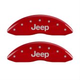 MGP 4 Caliper Covers Engraved Front & Rear JEEP Red finish silver ch thumbnail 1