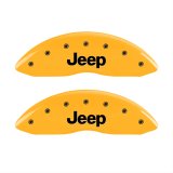 MGP 4 Caliper Covers Engraved Front JEEP Engraved Rear JEEP Grill logo Yellow finish black ch thumbnail 2
