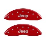 MGP Front set 2 Caliper Covers Engraved Front JEEP Red finish silver ch thumbnail 2