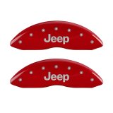 MGP Front set 2 Caliper Covers Engraved Front JEEP Red finish silver ch thumbnail 4