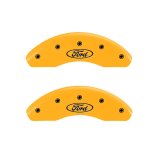 MGP Front set 2 Caliper Covers Engraved Front Oval logo/Ford Yellow finish black ch thumbnail 4