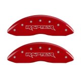 MGP 4 Caliper Covers Engraved Front & Rear Raptor Red finish silver ch thumbnail 3