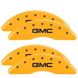 MGP 4 Caliper Covers Engraved Front & Rear GMC Yellow finish black ch thumbnail 4