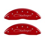 MGP 4 Caliper Covers Engraved Front & Rear Cursive/Challenger Red finish silver ch thumbnail 4