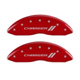 MGP 4 Caliper Covers Engraved Front & Rear With stripes/Charger Red finish silver ch thumbnail 1