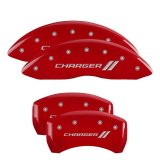 MGP 4 Caliper Covers Engraved Front & Rear With stripes/Charger Red finish silver ch thumbnail 3