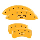 MGP 4 Caliper Covers Engraved Front & Rear Cursive/Challenger Red finish silver ch thumbnail 3