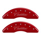 MGP 4 Caliper Covers Engraved Front Cadillac Engraved Rear XTS Red finish silver ch thumbnail 1