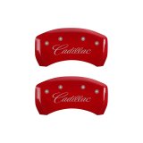 MGP 4 Caliper Covers Engraved Front & Rear Cursive/Cadillac Red finish silver ch thumbnail 6