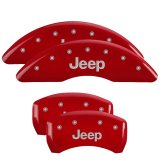 MGP 4 Caliper Covers Engraved Front & Rear JEEP Red finish silver ch thumbnail 2