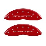 MGP 4 Caliper Covers Engraved Front & Rear Stingray Red finish silver ch thumbnail 1