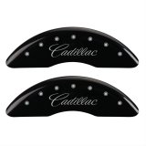 MGP 4 Caliper Covers Engraved Front & Rear Cursive/Cadillac Black finish silver ch thumbnail 1