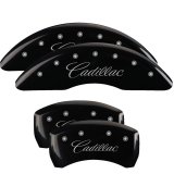 MGP 4 Caliper Covers Engraved Front & Rear Cursive/Cadillac Black finish silver ch thumbnail 3