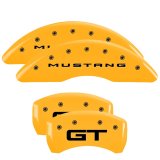 MGP 4 Caliper Covers Engraved Front 2015/Mustang Engraved Rear 2015/GT Yellow finish black ch thumbnail 1