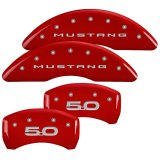 MGP 4 Caliper Covers Engraved Front 2015/Mustang Engraved Rear 2015/50 Red finish silver ch thumbnail 8