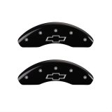 MGP 4 Caliper Covers Engraved Front & Rear Bowtie Black finish silver ch thumbnail 1
