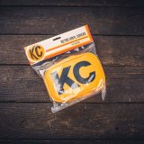 KC HiLiTES Retro 5in x 7in Rectangular Yellow Vinyl Light Cover w/ Black KC Logo (Pair) thumbnail 1