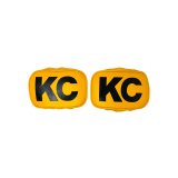 KC HiLiTES Retro 5in x 7in Rectangular Yellow Vinyl Light Cover w/ Black KC Logo (Pair) thumbnail 2