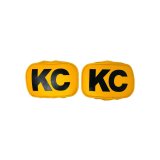 KC HiLiTES Retro 5in x 7in Rectangular Yellow Vinyl Light Cover w/ Black KC Logo (Pair) thumbnail 3