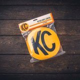 KC HiLiTES Retro 8in Round Yellow Vinyl Light Cover w/ Black KC Logo (Pair) thumbnail 1