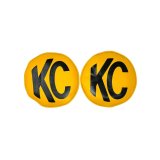 KC HiLiTES Retro 8in Round Yellow Vinyl Light Cover w/ Black KC Logo (Pair) thumbnail 2