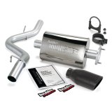 Banks Power Monster Exhaust Systems 51314-B System, Exhaust, Cat-Back, Stainless, Natural, Single Exit, Rear Turndown, Black Tip, Jeep, 4.0L, Kit thumbnail 3