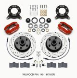 Wilwood Forged Dynalite-M Front Kit 11.30in 1 PC Rotor&Hub Drill-Red 1965-1969 Mustang Disc & Drum thumbnail 1
