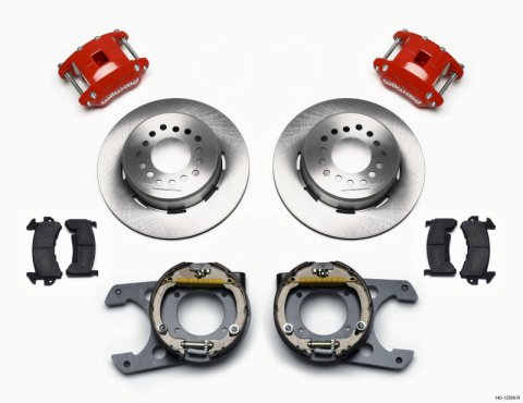 Wilwood D154 P/S Park Brake Kit Red Chevy C-10 2.42 Offset 5-lug