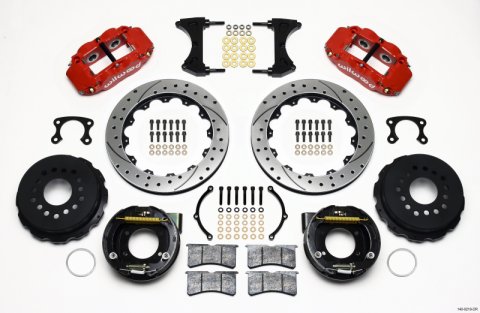 Wilwood Narrow Superlite 4R Rear P-Brk Kit 12.88in Drill Red Big Ford New Style 2.50in Offset