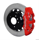 Wilwood AERO4 Rear Kit 14.00 Red 2007-2011 BMW E90 Series w/Lines thumbnail 2