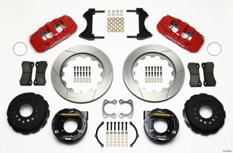 Wilwood AERO4 Rear P-Brake Kit 14.00in Red Small Ford 2.66in Offset