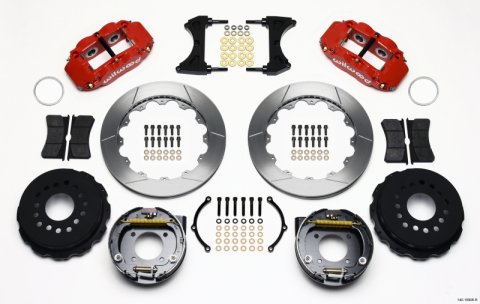Wilwood Narrow Superlite 4R Rear P-Brk Kit 12.88in Red Chevy 12 Bolt w/ C-Clips Staggered mt