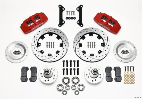 Wilwood Dynapro 6 Front Hub Kit 12.19in Drilled Red 70-78 Camaro thumbnail 1
