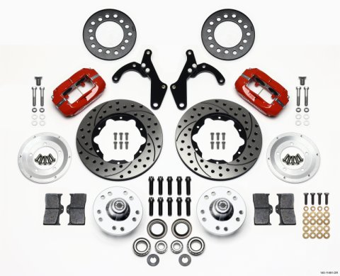 Wilwood Forged Dynalite Front Kit 11.00in Drill-Red 55-57 Chevy thumbnail 1