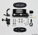 Wilwood HV Tandem M/C Kit w L/H Bracket & Prop Valve - 15/16in Bore Black-W/Push. - Early Mustang thumbnail 1