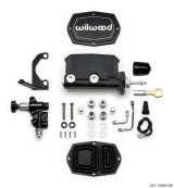 Wilwood Compact Tandem M/C - 1in Bore w/RH Bracket and Valve (Mustang Pushrod) - Black thumbnail 1