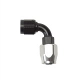 Russell Performance -6 AN Black/Silver 90 Degree Full Flow Hose End thumbnail 1