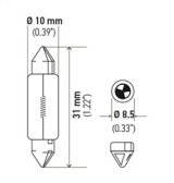 Hella Universal Clear 12V 10W 10x41mm T3.25 Bulb thumbnail 8