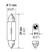 Hella Bulb 6428 12V 3W SV7-8 T2.25 8x28mm thumbnail 6