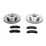 PowerStop Z23 Evolution Sport Disc and Drum Brake Upgrade Kits for 1998-2002 B3000, B4000, RANGER - K15004DK Kits, Cross-drilled/Slotted, 11.22 in. Front, Zinc Plated, Carbon Fiber Ceramic Pads, 10.000 in. Rear, Ford, Mazda, Kit thumbnail 5