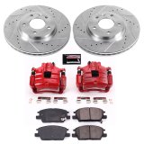 PowerStop Z23 Evolution Sport Brake Upgrade Kits with Calipers KC7400 Disc Kits, Kits, Front, Cross-drilled/Slotted Rotors, 1-piston Red Calipers, Buick, Chevrolet, GMC, Kit thumbnail 2