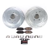 PowerStop Z23 Evolution Sport Brake Upgrade Kits with Calipers KC2427A Disc Kits, Kits, Rear, Cross-drilled/Slotted Rotors, 1-piston Red Calipers, for Infiniti, for Nissan, Kit thumbnail 4