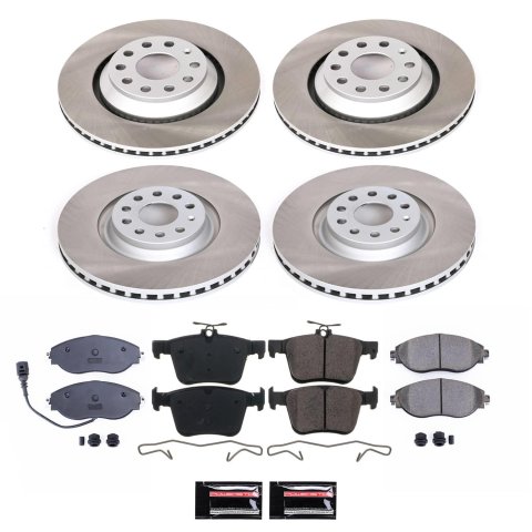 Power Stop 2019 Audi A3 Quattro Front and Rear Semi-Coated Rotor Kit (1x psbSC7084, 1x psbSC7175)