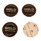 Weld Racing Replacement Center Cap Emblems 601-3010 Emblem, Forged Alloy Logo, 2 in. Diameter, Black/Silver/Red, Set of 4 thumbnail 1