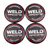 Weld Racing Replacement Center Cap Emblems 601-3010 Emblem, Forged Alloy Logo, 2 in. Diameter, Black/Silver/Red, Set of 4 thumbnail 2