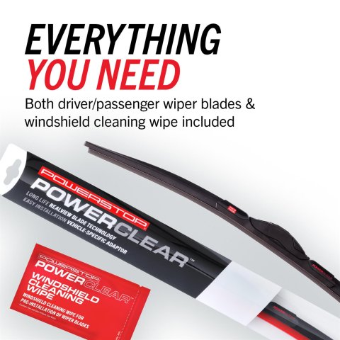 PowerStop PowerClear Long Life Windshield Wiper Blades PCK-2220-1 Blades, Life, Beam 22 in. and 20 in. Blade, Black, Rubber, Chevy, Ford, for Hyundai, Kia, Subaru, Lexus, Toyota, Pair thumbnail 2