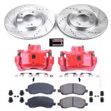 PowerStop Z23 Evolution Sport Brake Upgrade Kits with Calipers for 2006-2012 ECLIPSE, 2004-2009 GALANT - KC094 Disc Kits, Calipers, Front, Cross-drilled/Slotted Rotors, 1-piston Red Calipers, Mitsubishi, Kit thumbnail 5