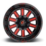 Fuel Off-Road Hardline D621 Series Gloss Black Wheels with Candy Red Accents 20x9 Wheel, Hardline, 20 x 9, Black, Accents, 5 x 127mm Bolt Pattern, +20mm Offset, 5.790 in. Backspace, Each thumbnail 1