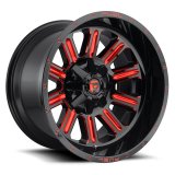 Fuel Off-Road Hardline D621 Series Gloss Black Wheels with Candy Red Accents 20x9 Wheel, Hardline, 20 x 9, Black, Accents, 5 x 127mm Bolt Pattern, +20mm Offset, 5.790 in. Backspace, Each thumbnail 2